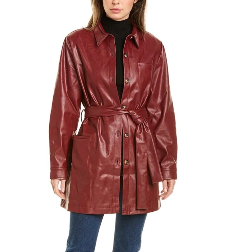 Pascale La Mode Belted Coat, S, Red, NEW